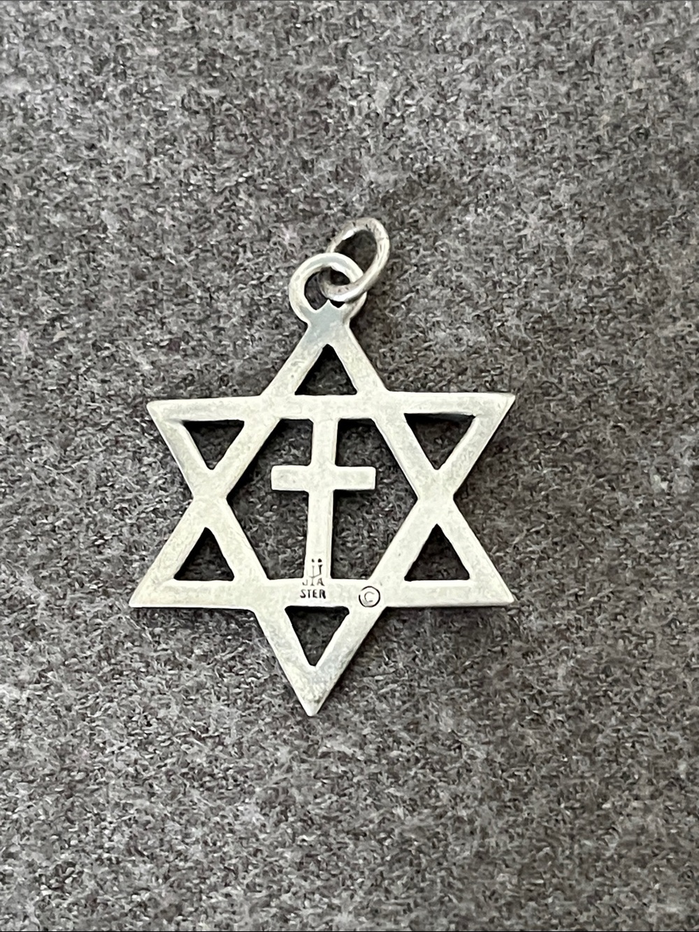 James Avery Sterling Cross Star of David Pendant - Picture 2 of 7
